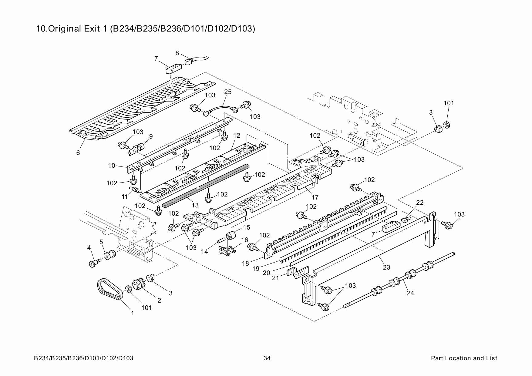 RICOH Aficio MP-9000 1110 1350 906EX 1106EX 1356EX B234 B235 B236 D101 D102 D103 Parts Catalog-5